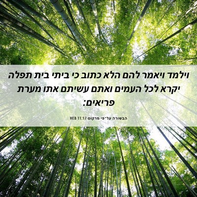 Picture 06 - הבשורה על־פי מרקוס 11:17 HEB - וילמד ויאמר להם הלא כתוב כי - Bible Verse Picture