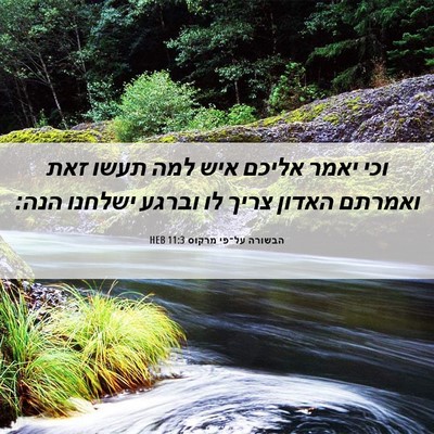 Picture 06 - הבשורה על־פי מרקוס 11:3 HEB - וכי יאמר אליכם איש למה תעשו - Bible Verse Picture