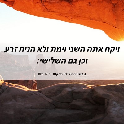 Picture 06 - הבשורה על־פי מרקוס 12:21 HEB - ויקח אתה השני וימת ולא הניח - Bible Verse Picture