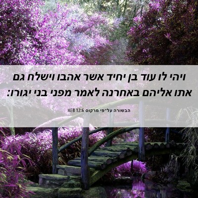 Picture 06 - הבשורה על־פי מרקוס 12:6 HEB - ויהי לו עוד בן יחיד אשר - Bible Verse Picture