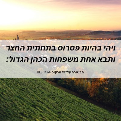 Picture 06 - הבשורה על־פי מרקוס 14:66 HEB - ויהי בהיות פטרוס בתחתית - Bible Verse Picture