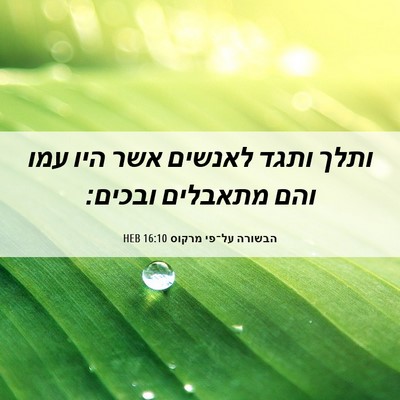 Picture 06 - הבשורה על־פי מרקוס 16:10 HEB - ותלך ותגד לאנשים אשר היו - Bible Verse Picture