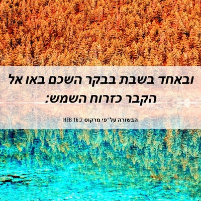 Picture 06 - הבשורה על־פי מרקוס 16:2 HEB - ובאחד בשבת בבקר השכם באו אל - Bible Verse Picture