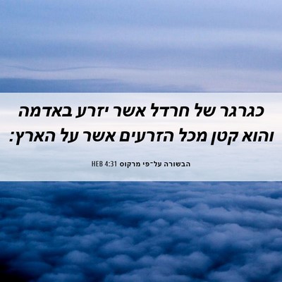 Picture 06 - הבשורה על־פי מרקוס 4:31 HEB - כגרגר של חרדל אשר יזרע - Bible Verse Picture