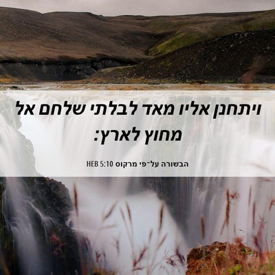 Picture 06 - הבשורה על־פי מרקוס 5:10 HEB - ויתחנן אליו מאד לבלתי שלחם - Bible Verse Picture