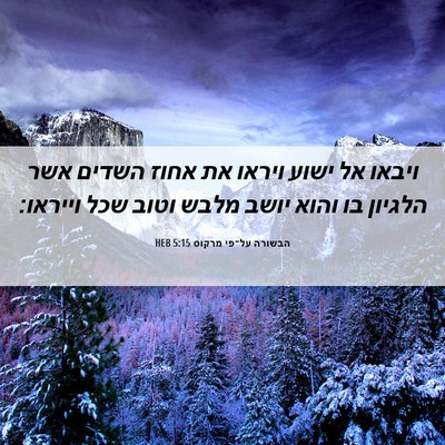 Picture 06 - הבשורה על־פי מרקוס 5:15 HEB - ויבאו אל ישוע ויראו את אחוז - Bible Verse Picture