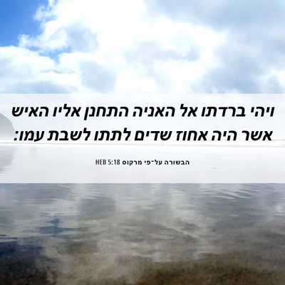 Picture 06 - הבשורה על־פי מרקוס 5:18 HEB - ויהי ברדתו אל האניה התחנן - Bible Verse Picture