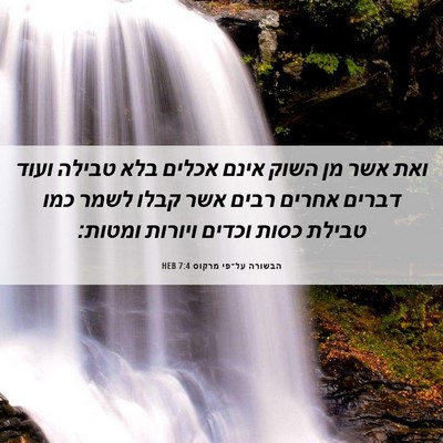 Picture 06 - הבשורה על־פי מרקוס 7:4 HEB - ואת אשר מן השוק אינם אכלים - Bible Verse Picture
