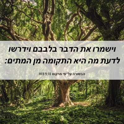 Picture 06 - הבשורה על־פי מרקוס 9:10 HEB - וישמרו את הדבר בלבבם - Bible Verse Picture