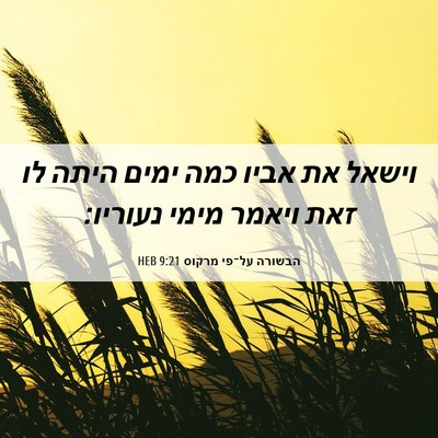 Picture 06 - הבשורה על־פי מרקוס 9:21 HEB - וישאל את אביו כמה ימים היתה - Bible Verse Picture