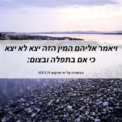 Picture 06 - הבשורה על־פי מרקוס 9:29 HEB - ויאמר אליהם המין הזה יצא לא - Bible Verse Picture