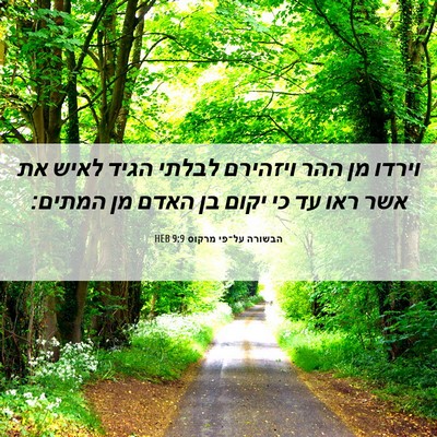Picture 06 - הבשורה על־פי מרקוס 9:9 HEB - וירדו מן ההר ויזהירם לבלתי - Bible Verse Picture