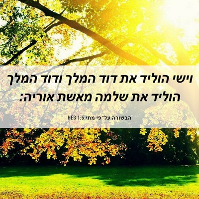 Picture 06 - הבשורה על־פי מתי 1:6 HEB - וישי הוליד את דוד המלך ודוד - Bible Verse Picture