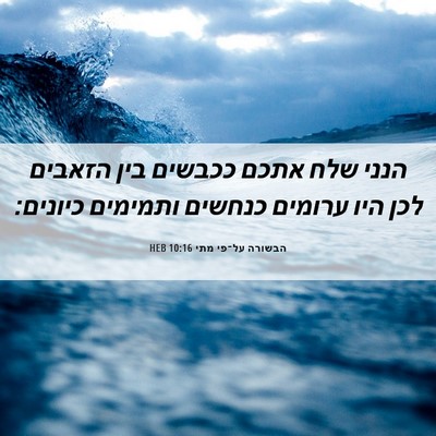 Picture 06 - הבשורה על־פי מתי 10:16 HEB - הנני שלח אתכם ככבשים בין - Bible Verse Picture