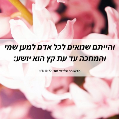 Picture 06 - הבשורה על־פי מתי 10:22 HEB - והייתם שנואים לכל אדם למען - Bible Verse Picture