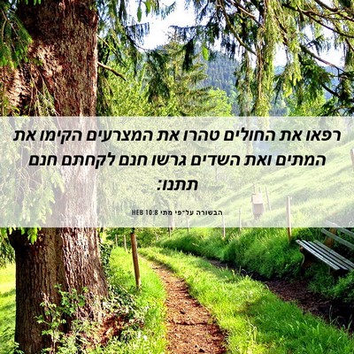 Picture 06 - הבשורה על־פי מתי 10:8 HEB - רפאו את החולים טהרו את - Bible Verse Picture