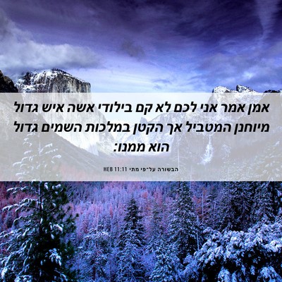 Picture 06 - הבשורה על־פי מתי 11:11 HEB - אמן אמר אני לכם לא קם - Bible Verse Picture