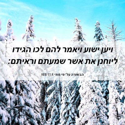 Picture 06 - הבשורה על־פי מתי 11:4 HEB - ויען ישוע ויאמר להם לכו - Bible Verse Picture