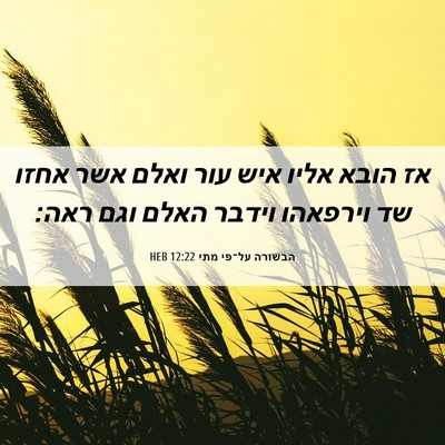 Picture 06 - הבשורה על־פי מתי 12:22 HEB - אז הובא אליו איש עור ואלם - Bible Verse Picture