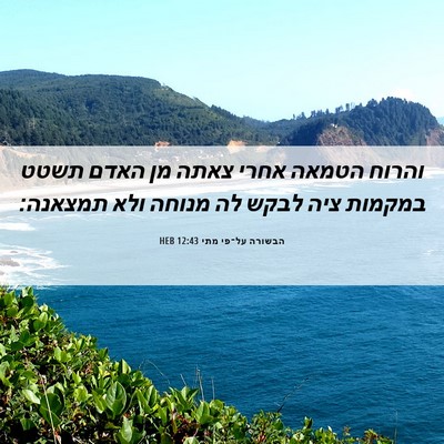 Picture 06 - הבשורה על־פי מתי 12:43 HEB - והרוח הטמאה אחרי צאתה מן - Bible Verse Picture