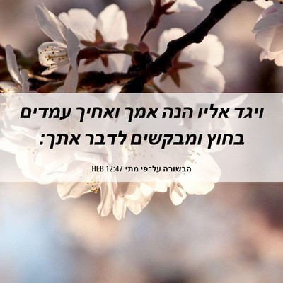 Picture 06 - הבשורה על־פי מתי 12:47 HEB - ויגד אליו הנה אמך ואחיך - Bible Verse Picture