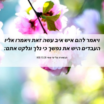 Picture 06 - הבשורה על־פי מתי 13:28 HEB - ויאמר להם איש איב עשה זאת - Bible Verse Picture