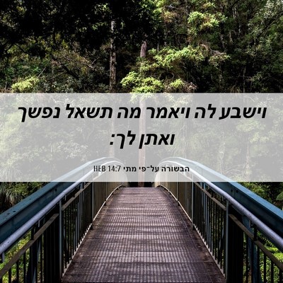 Picture 06 - הבשורה על־פי מתי 14:7 HEB - וישבע לה ויאמר מה תשאל נפשך - Bible Verse Picture