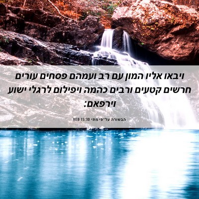 Picture 06 - הבשורה על־פי מתי 15:30 HEB - ויבאו אליו המון עם רב ועמהם - Bible Verse Picture