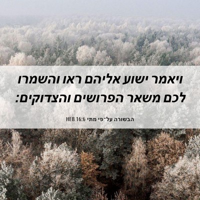 Picture 06 - הבשורה על־פי מתי 16:6 HEB - ויאמר ישוע אליהם ראו - Bible Verse Picture