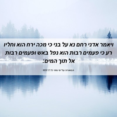 Picture 06 - הבשורה על־פי מתי 17:15 HEB - ויאמר אדני רחם נא על בני כי - Bible Verse Picture