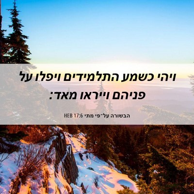 Picture 06 - הבשורה על־פי מתי 17:6 HEB - ויהי כשמע התלמידים ויפלו - Bible Verse Picture