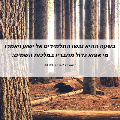 Picture 06 - הבשורה על־פי מתי 18:1 HEB - בשעה ההיא נגשו התלמידים אל - Bible Verse Picture