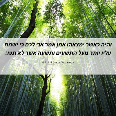 Picture 06 - הבשורה על־פי מתי 18:13 HEB - והיה כאשר ימצאהו אמן אמר - Bible Verse Picture