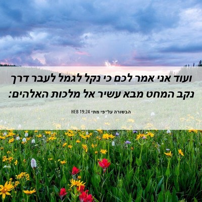 Picture 06 - הבשורה על־פי מתי 19:24 HEB - ועוד אני אמר לכם כי נקל - Bible Verse Picture