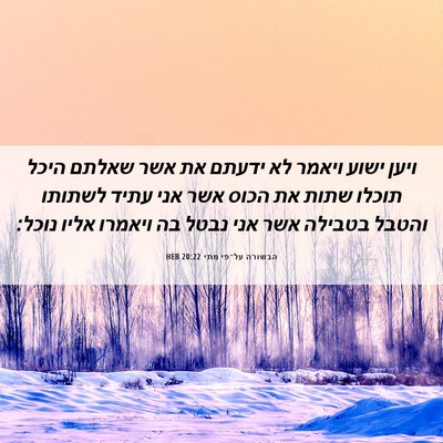 Picture 06 - הבשורה על־פי מתי 20:22 HEB - ויען ישוע ויאמר לא ידעתם את - Bible Verse Picture