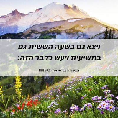 Picture 06 - הבשורה על־פי מתי 20:5 HEB - ויצא גם בשעה הששית גם - Bible Verse Picture