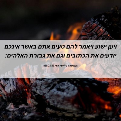 Picture 06 - הבשורה על־פי מתי 22:29 HEB - ויען ישוע ויאמר להם טעים - Bible Verse Picture