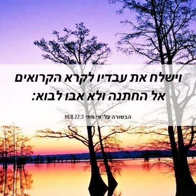 Picture 06 - הבשורה על־פי מתי 22:3 HEB - וישלח את עבדיו לקרא - Bible Verse Picture