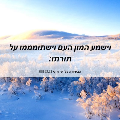 Picture 06 - הבשורה על־פי מתי 22:33 HEB - וישמע המון העם וישתומממו - Bible Verse Picture