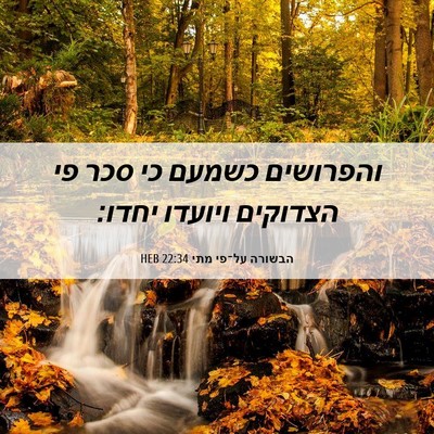 Picture 06 - הבשורה על־פי מתי 22:34 HEB - והפרושים כשמעם כי סכר פי - Bible Verse Picture