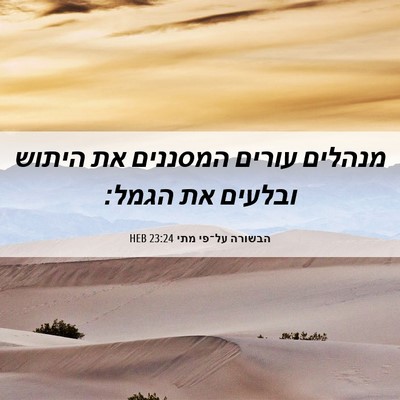 Picture 06 - הבשורה על־פי מתי 23:24 HEB - מנהלים עורים המסננים את - Bible Verse Picture