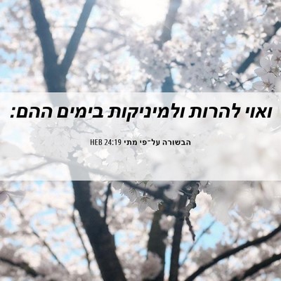 Picture 06 - הבשורה על־פי מתי 24:19 HEB - ואוי להרות ולמיניקות בימים - Bible Verse Picture