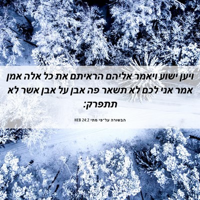 Picture 06 - הבשורה על־פי מתי 24:2 HEB - ויען ישוע ויאמר אליהם - Bible Verse Picture
