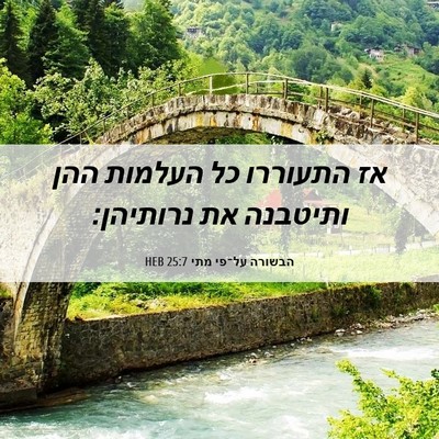Picture 06 - הבשורה על־פי מתי 25:7 HEB - אז התעוררו כל העלמות ההן - Bible Verse Picture