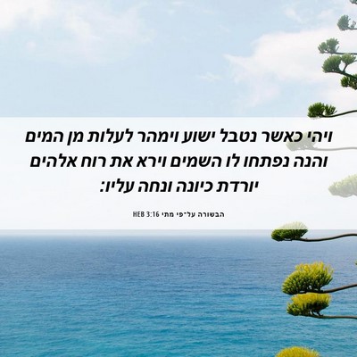 Picture 06 - הבשורה על־פי מתי 3:16 HEB - ויהי כאשר נטבל ישוע וימהר - Bible Verse Picture