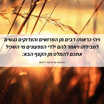 Picture 06 - הבשורה על־פי מתי 3:7 HEB - ויהי כראותו רבים מן - Bible Verse Picture