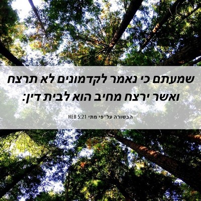 Picture 06 - הבשורה על־פי מתי 5:21 HEB - שמעתם כי נאמר לקדמונים לא - Bible Verse Picture