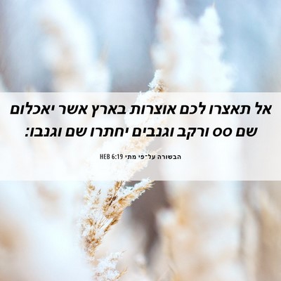 Picture 06 - הבשורה על־פי מתי 6:19 HEB - אל תאצרו לכם אוצרות בארץ - Bible Verse Picture