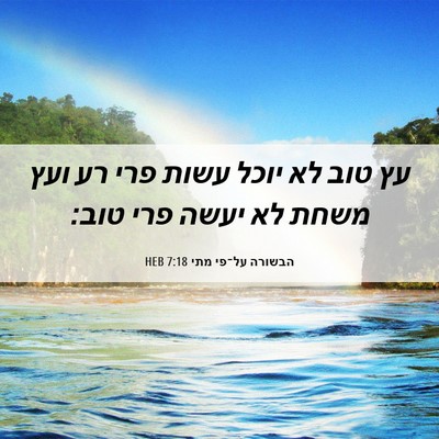 Picture 06 - הבשורה על־פי מתי 7:18 HEB - עץ טוב לא יוכל עשות פרי רע - Bible Verse Picture