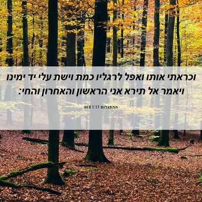 Picture 06 - ההתגלות 1:17 HEB - וכראתי אותו ואפל לרגליו - Bible Verse Picture